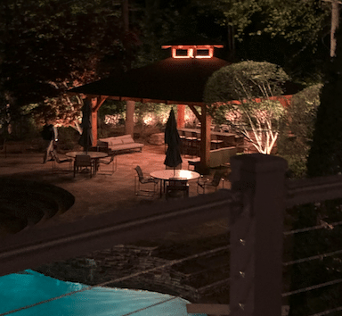 Night view of Ryan's cabana